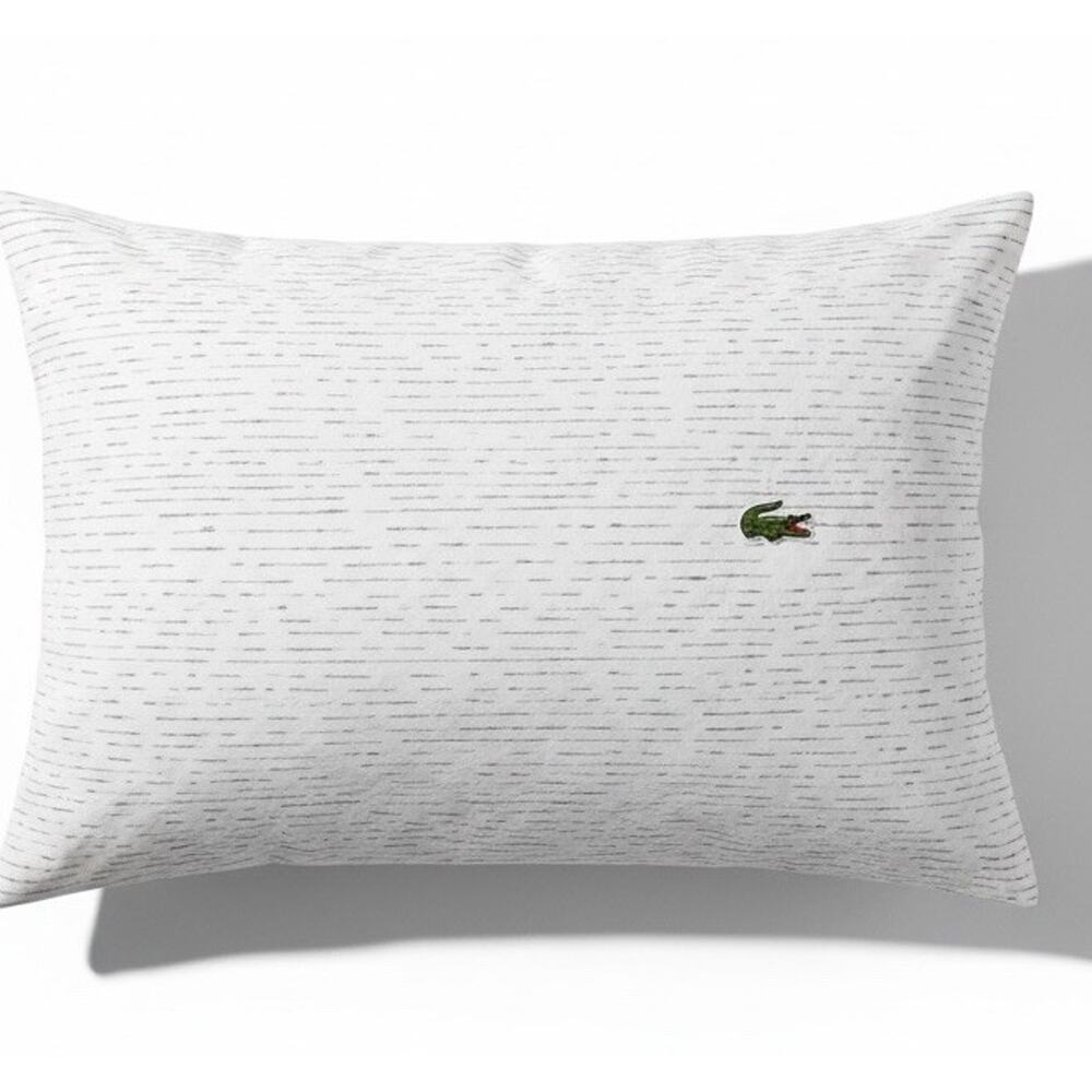 3 Lacoste Pillowcases Alligator Logo Standard Gray White Cotton Soft Lot Of 3